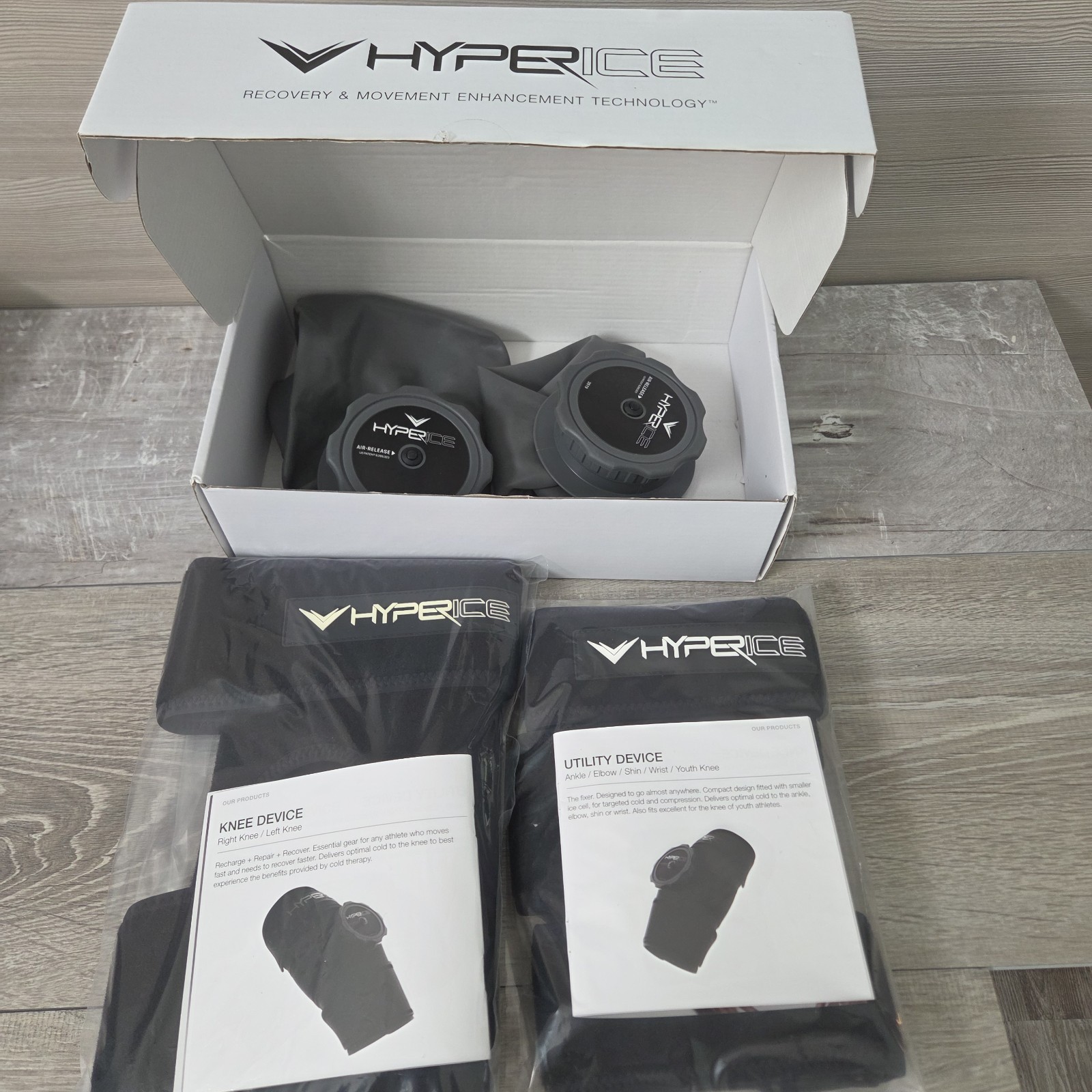 Hyperice Knee & Utility Ice Compression Therapy Wrap Bundle Open Box Left Right