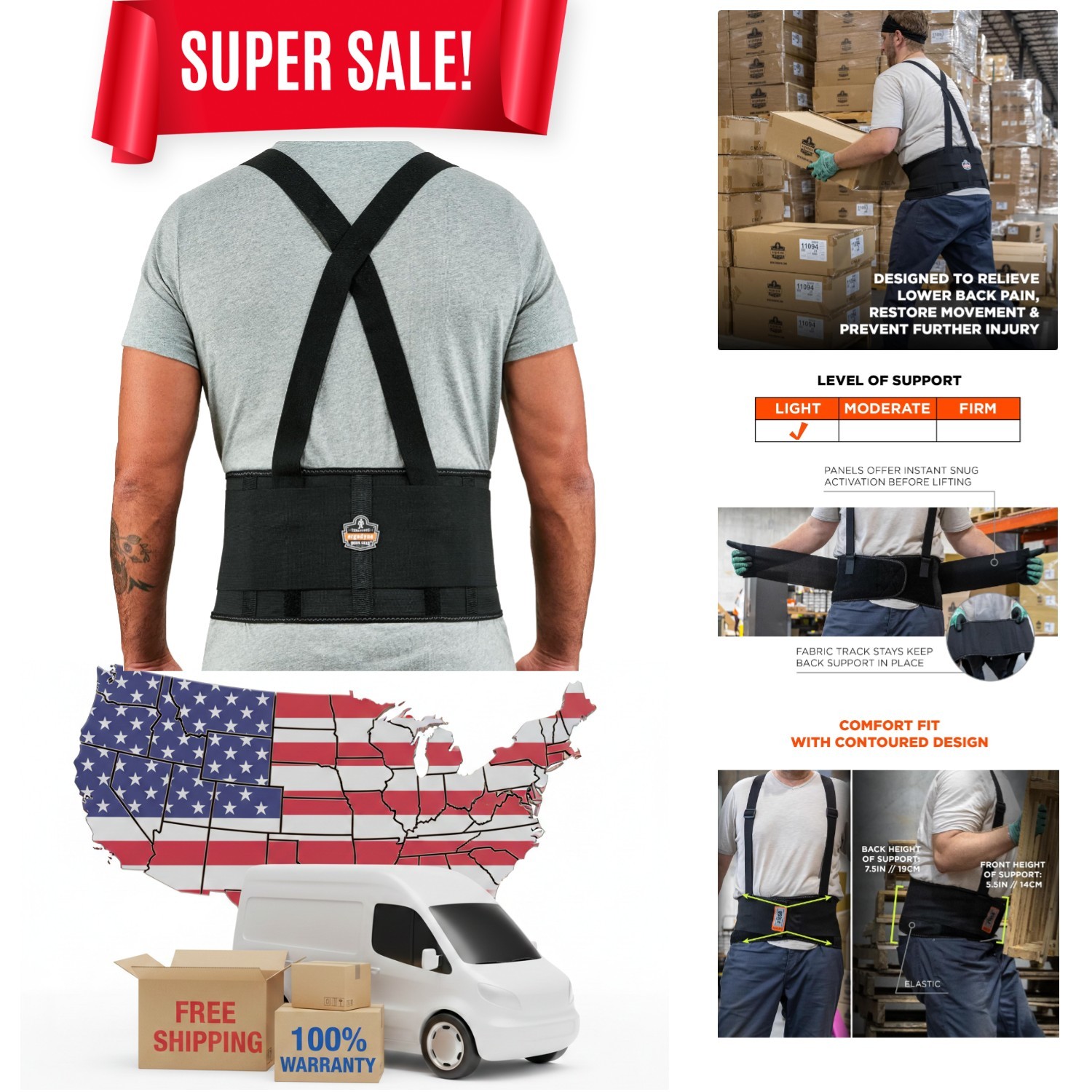 Large Adjustable ProFlex 1650 Back Support Belt – Comfort for Workers & Lifting