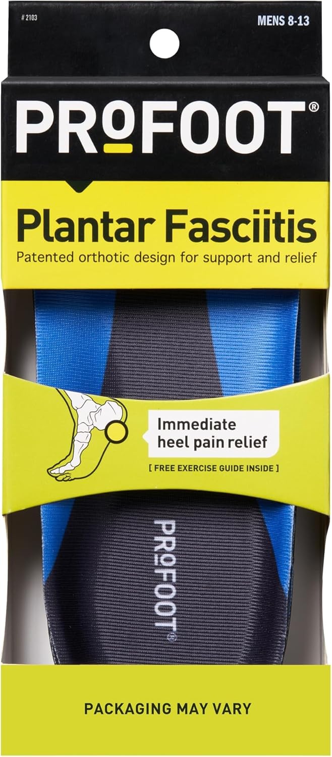 PROFOOT Plantar Fasciitis Orthotic Insoles for Men (Sizes 1 Pair, Pale Gray
