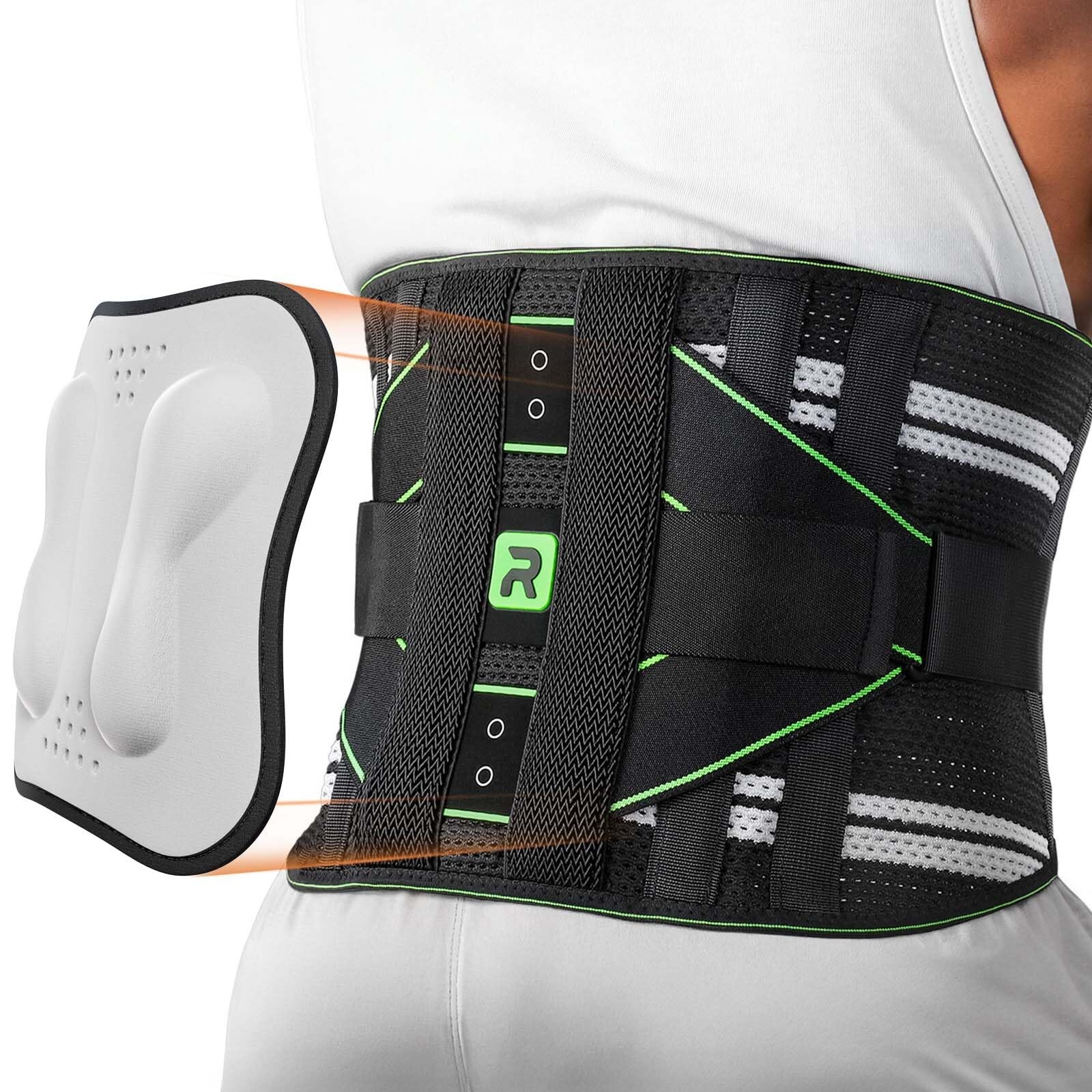 Lumbar Back Brace with Removable 3D Pad for Deep Massage, Adjustable Lower Ba…