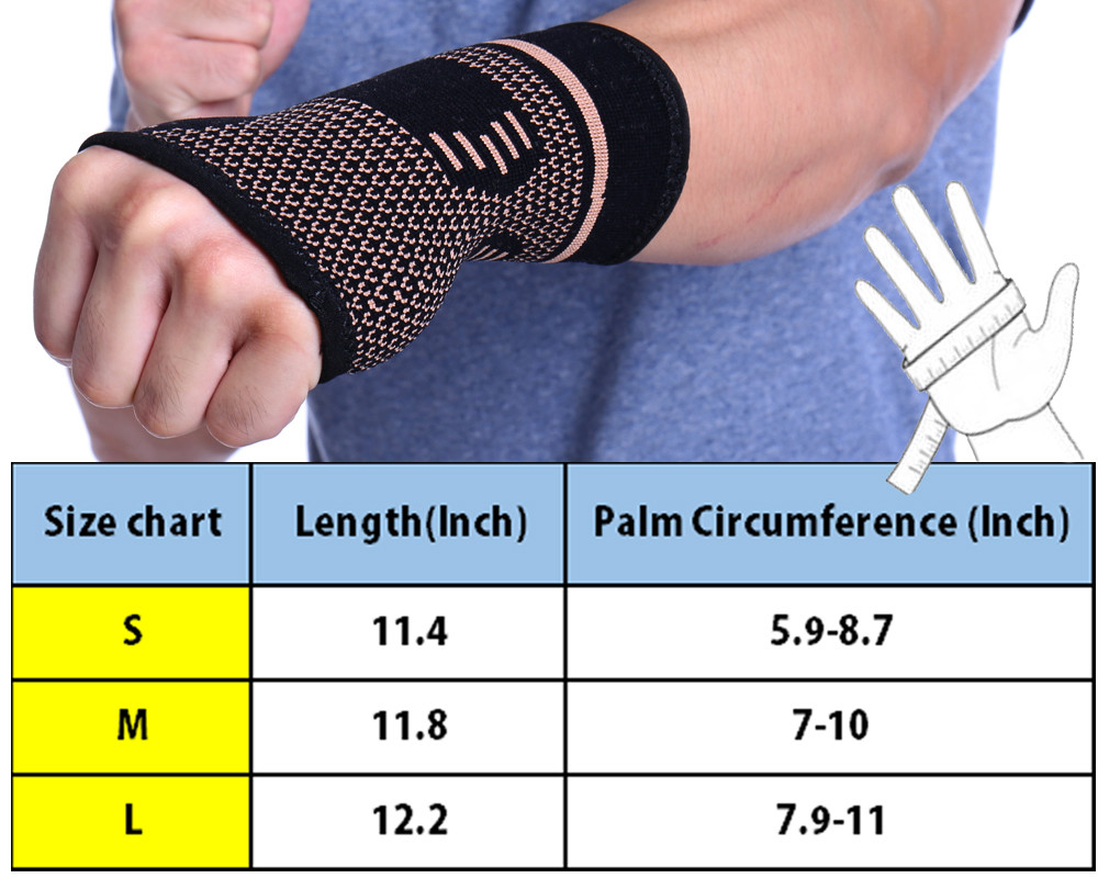 Copper Wrist Brace Support Compression Sleeves Arthritis Carpal Tunnel Relief US