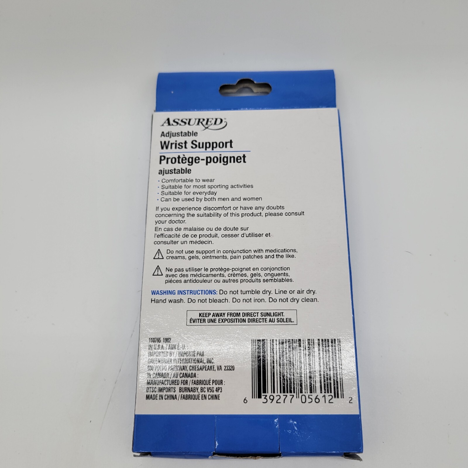 ADJUSTABLE WRIST SUPPORT WITH THUMB LOOP UNISEX WRIST SUPPORT BY ASSURED NEW