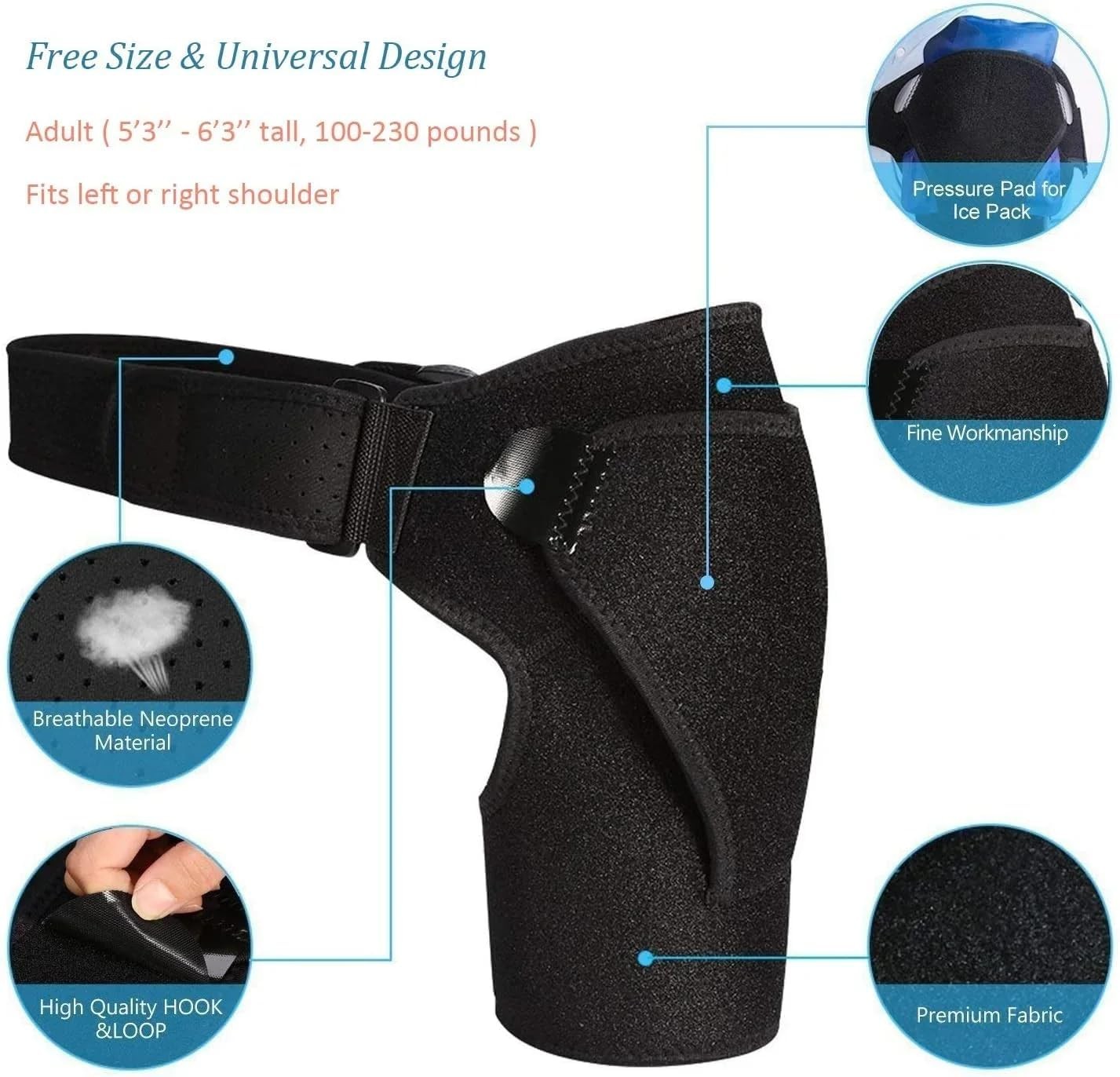 Adjustable Shoulder Brace for Torn Rotator Cuff Compression Sleeve