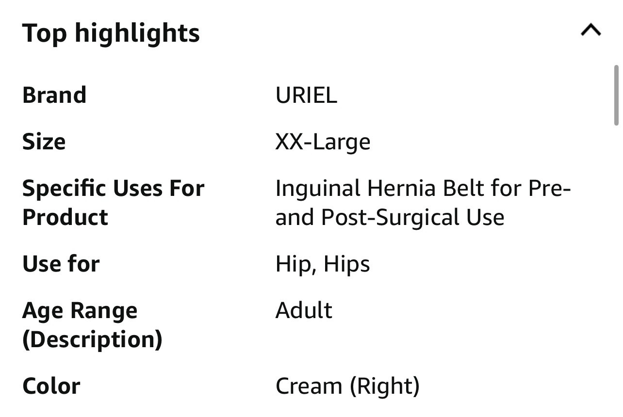 URIEL Right Sided Inguinal Hernia Belts for Men Hernia Support Tan Size XXL