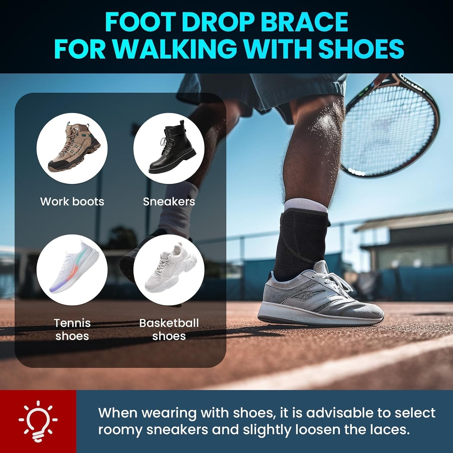 Welnove 2 Pack Drop Foot Brace with Arch Support，AFO Ankle Brace for Walking ，Re
