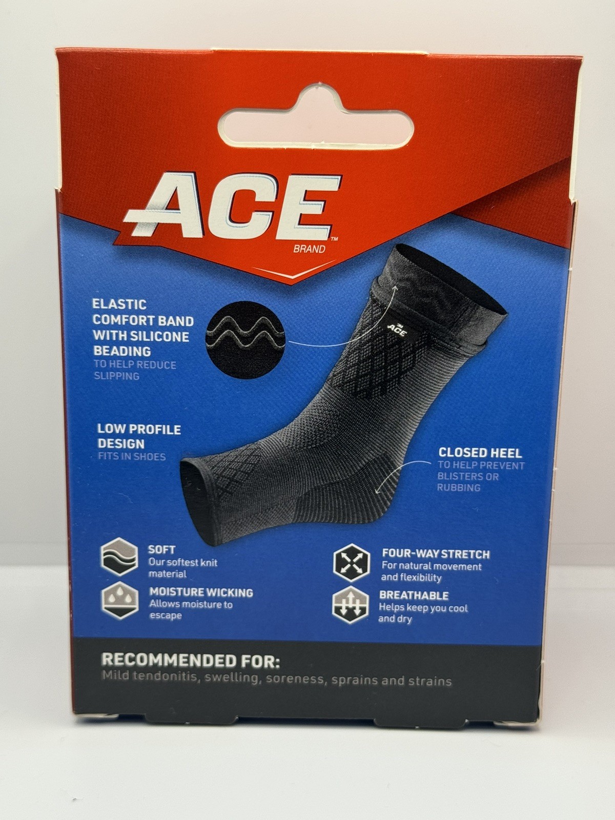 3M ACE Ankle Flex Comfort Compression Sleeve One Size Black Support Brace