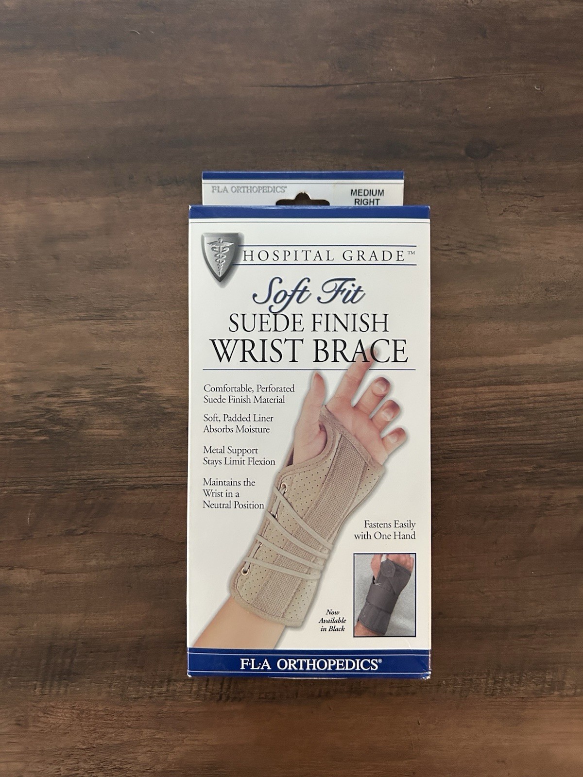 FLA Orthopedics SOFT FIT Suede Finish Wrist Brace Hospital Grade Medium Right