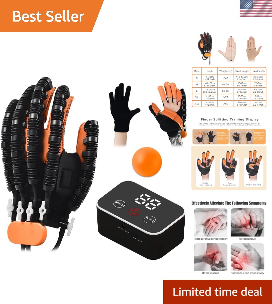 Upgraded Stroke Recovery Gloves with Intuitive Training Features – Left Hand