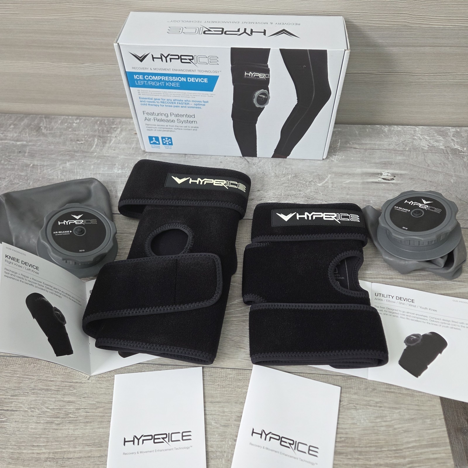 Hyperice Knee & Utility Ice Compression Therapy Wrap Bundle Open Box Left Right