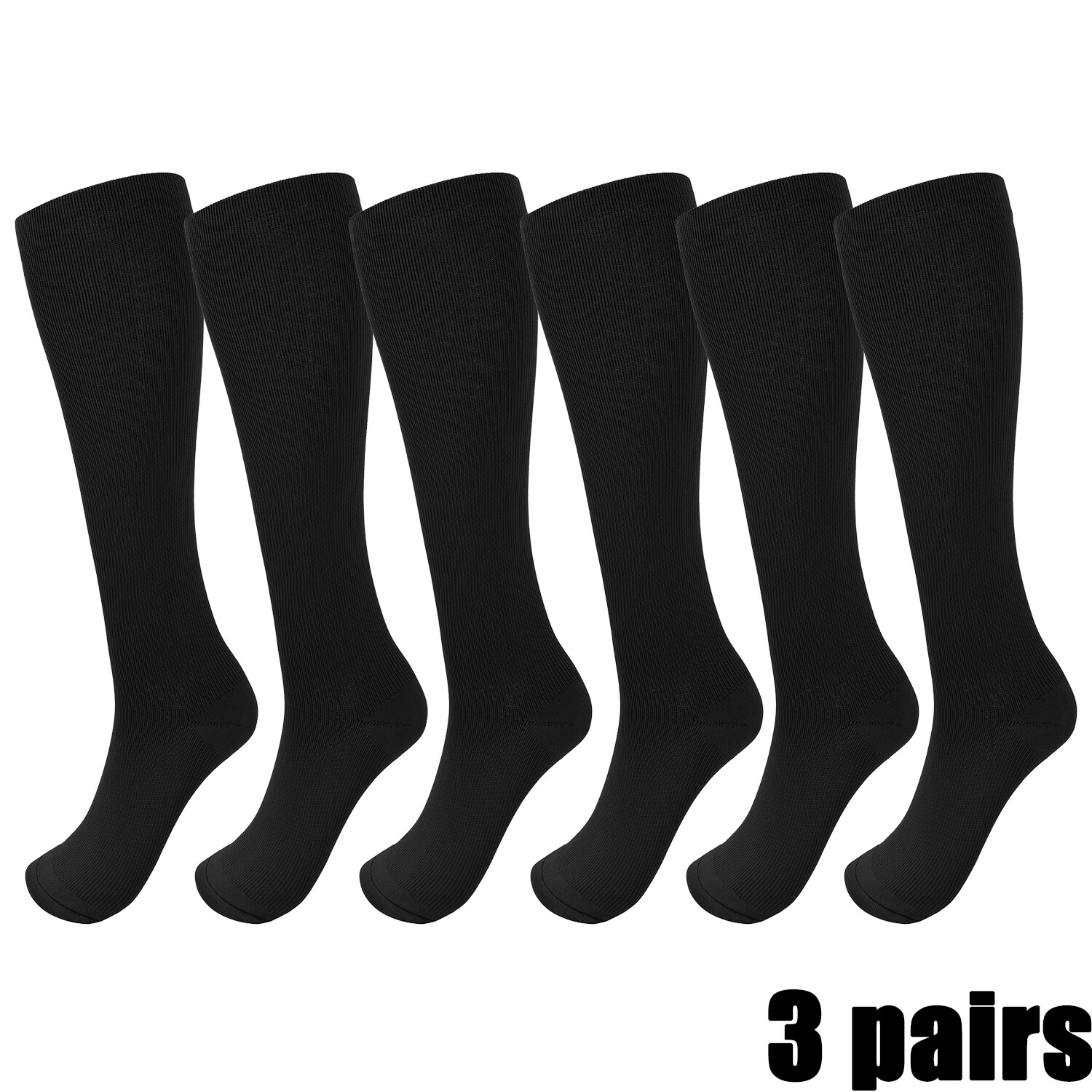 3 Pairs Copper Compression 20-30mmHg Graduated Support Socks Mens Womens S-XXL