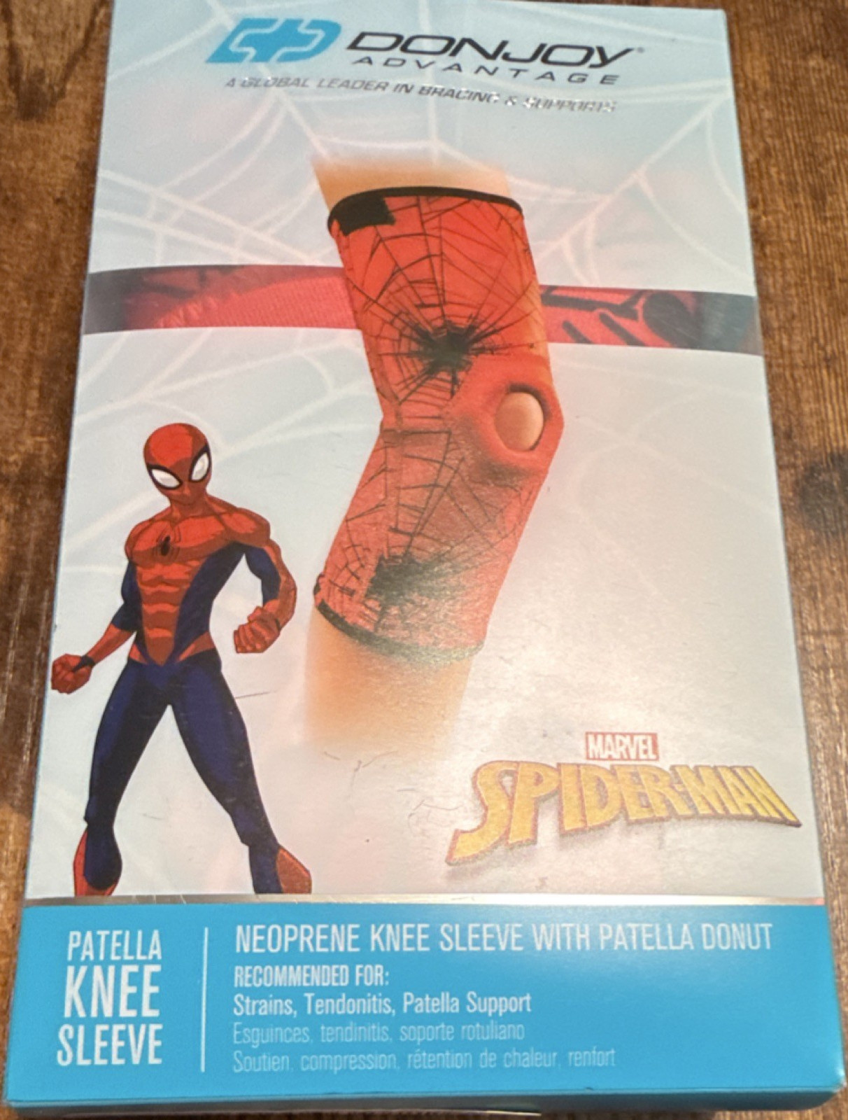 DonJoy Advantage Spider-man Youth Neoprene Compression Patella Knee Sleeve Red