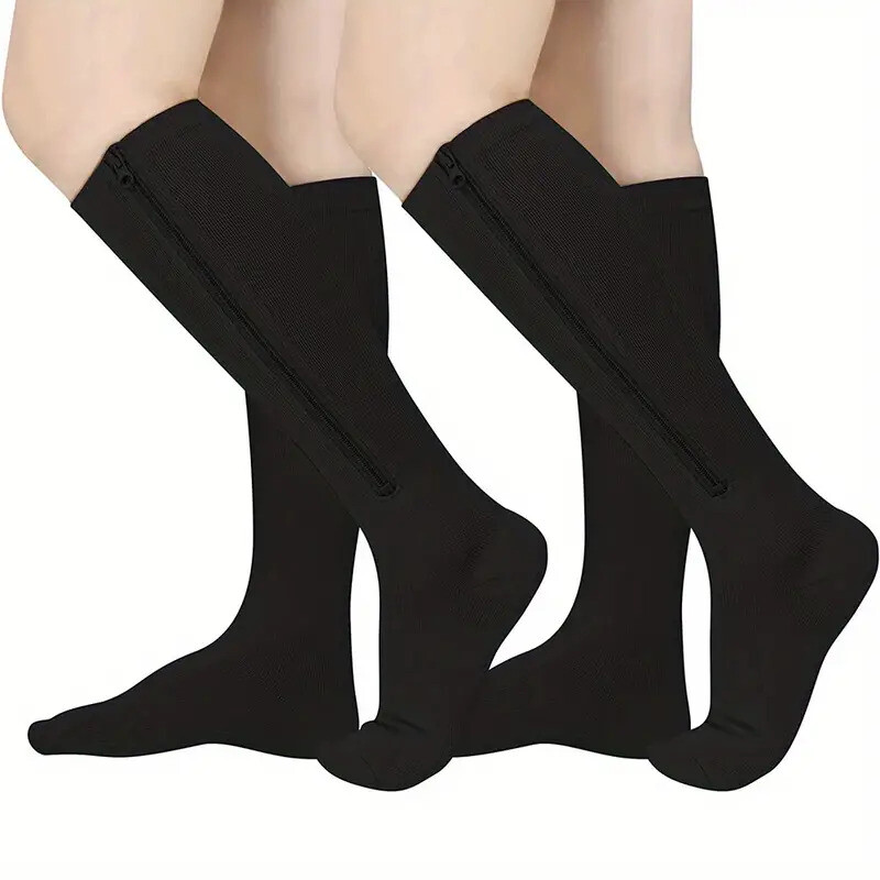 Zipper Compression Socks 20-30 mmHg Closed Toe for Varicose Vein Edema Men Women