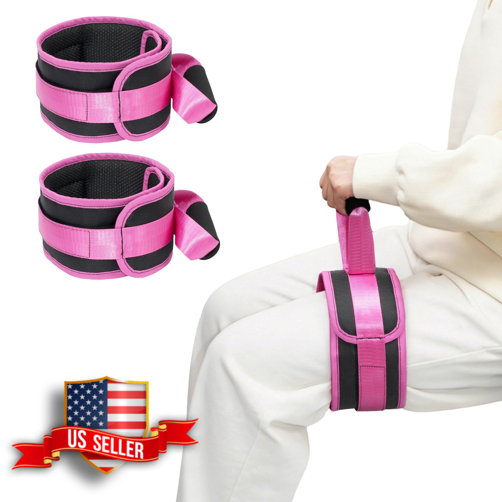 Thigh Lifter Strap 2 Pack for Limited Mobility Knee Recovery Pink