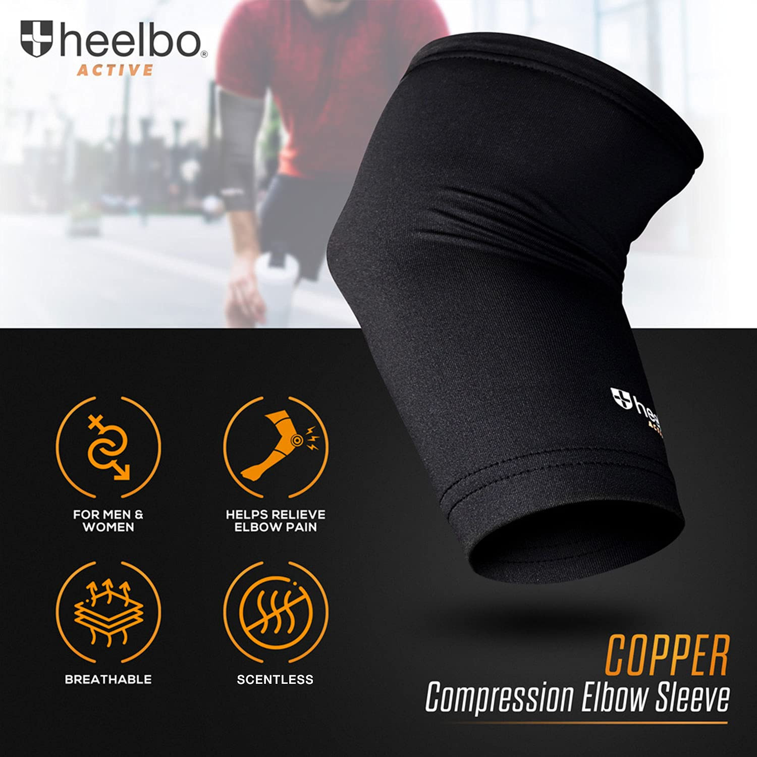 Elbow Sleeve and Elbow Compression Sleeve with Copper Infused Fibers and Breatha
