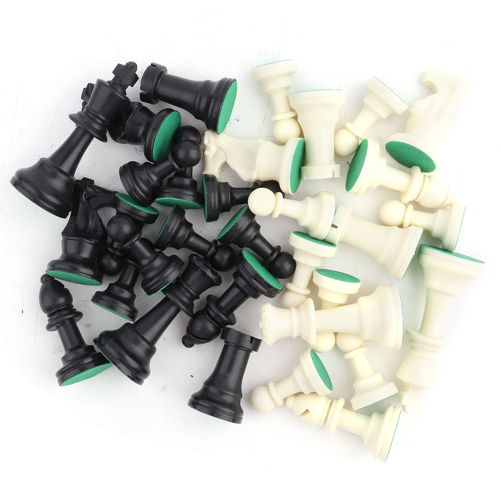 Plastic Chessmen Set International Chess Game Complete Chessmen Set Black&&White