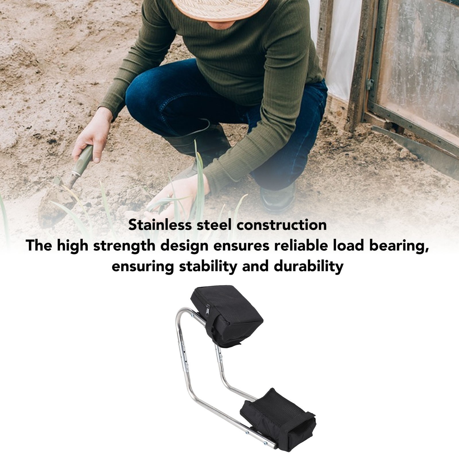 ­Knee Seat Gardening Tool Stainless Steel Ergonomic Ankle Support Knee Seat Leg