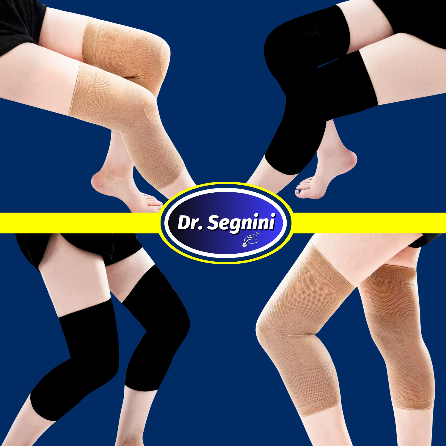 PAIR HIGH ELASTIC NYLON KNITTED KNEE BRACE SUPPORT SLEEVE ANTISLIP COMPRES✅J9108