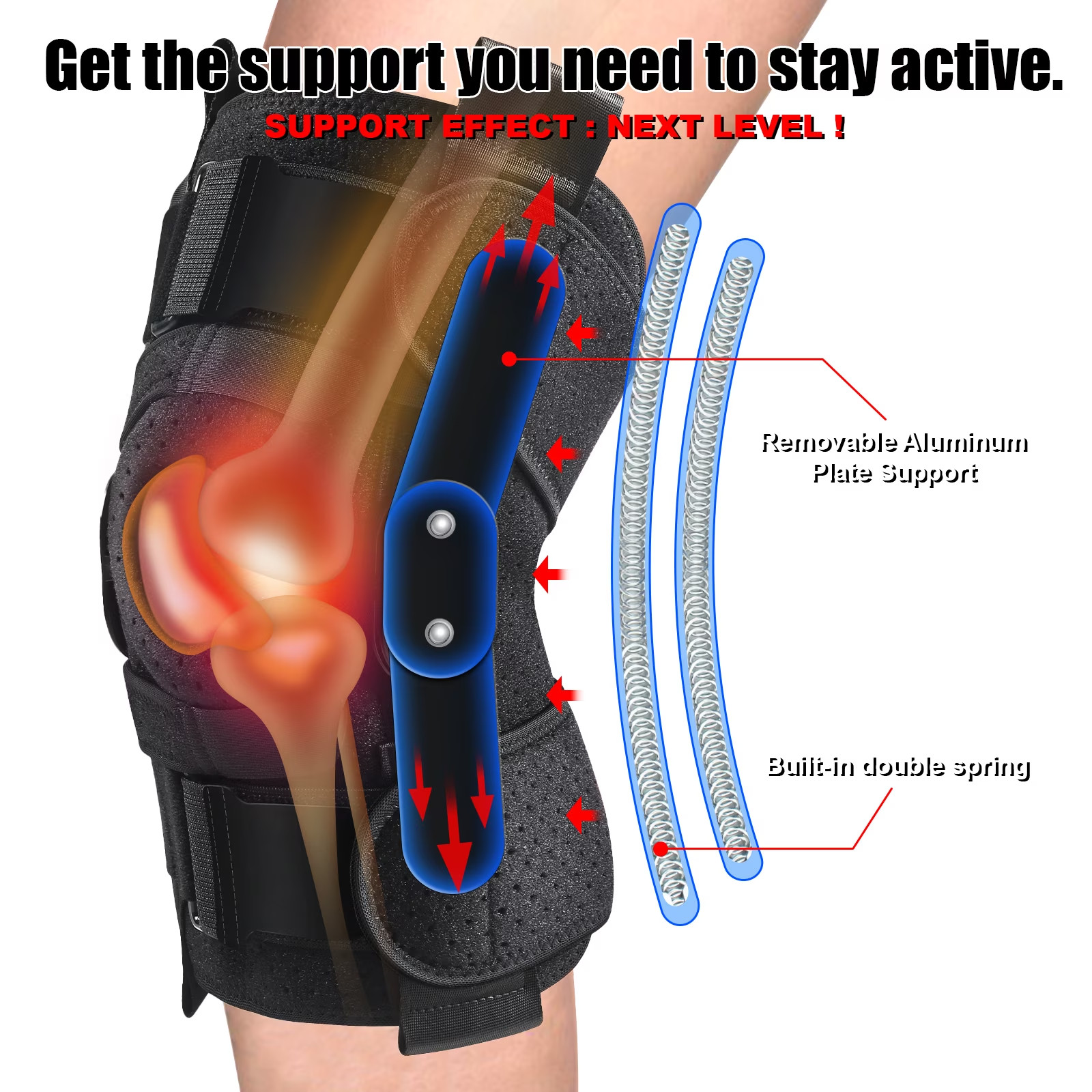 Hinged Knee Brace with Side Stabilizers Men & Women One Size Fits Most