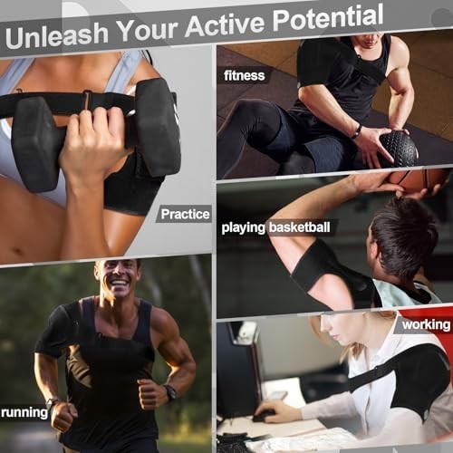 Adjustable Black Shoulder Brace Support – 2 Pcs Large Size Compression Sleeve fo