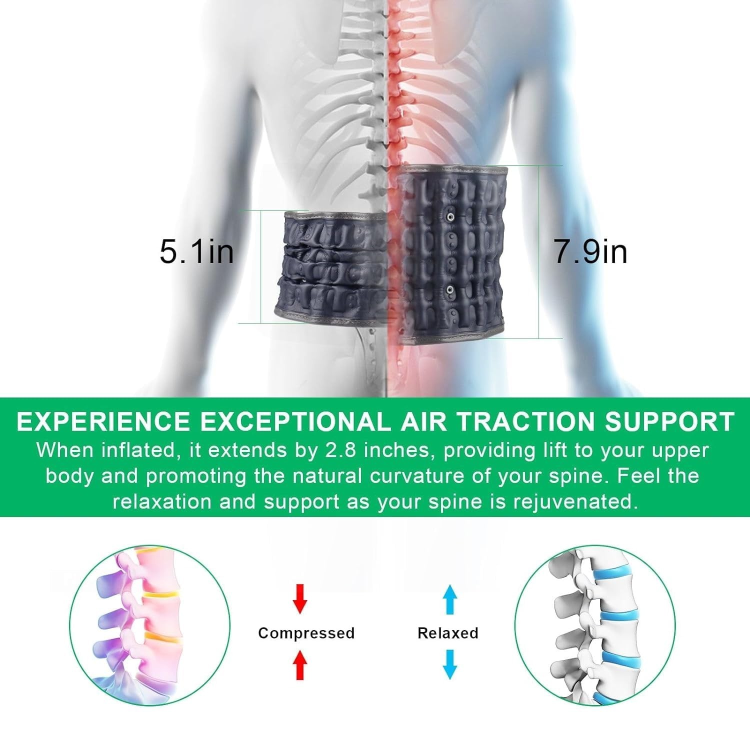 Decompression Belt for Lower Back Pain Relief and Lumbar Support Spinal 29-49 in