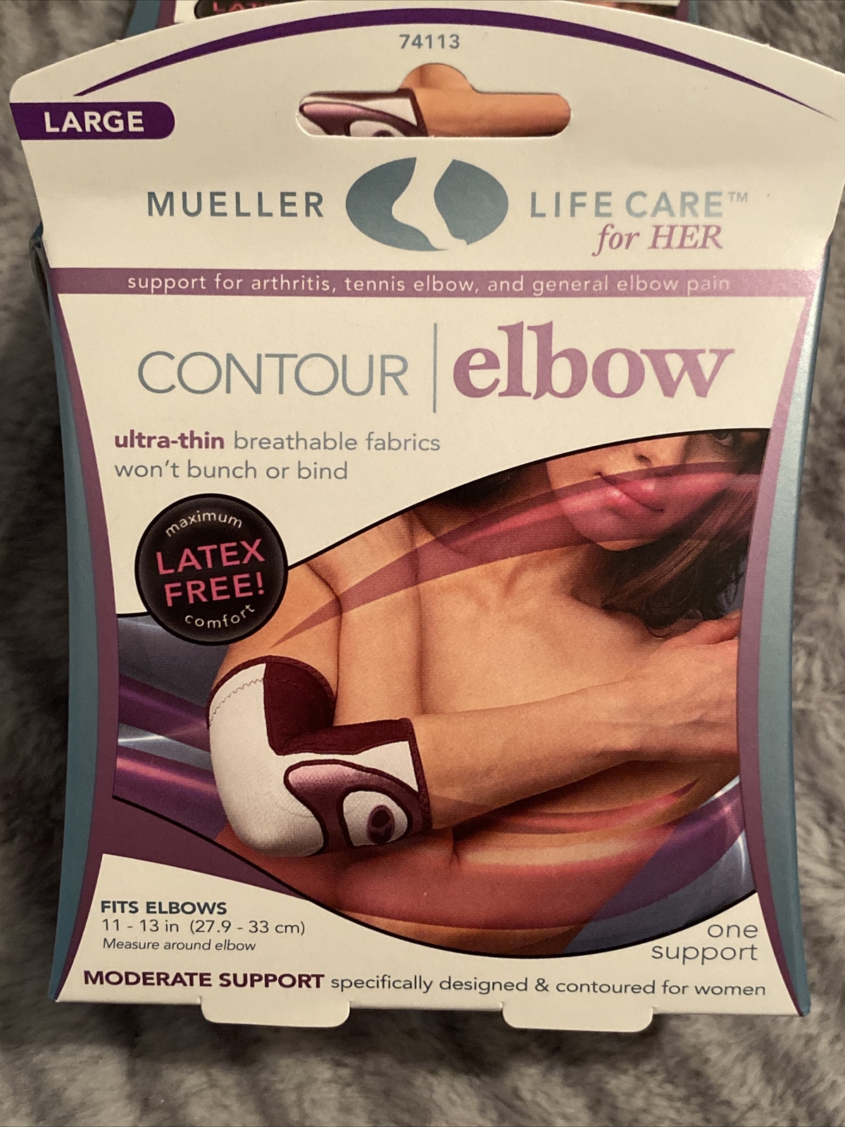 Mueller Women’s Contour Elbow Brace Latex Free Plum 74113 Size Large NEW SEALED