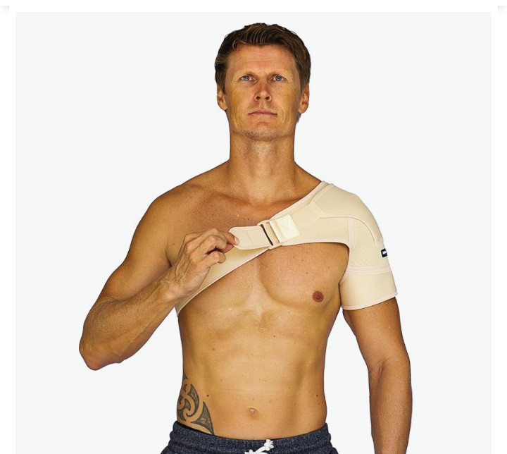 ZenKeyz Compression Shoulder Brace Adjustable Support Beige L-XL Unisex