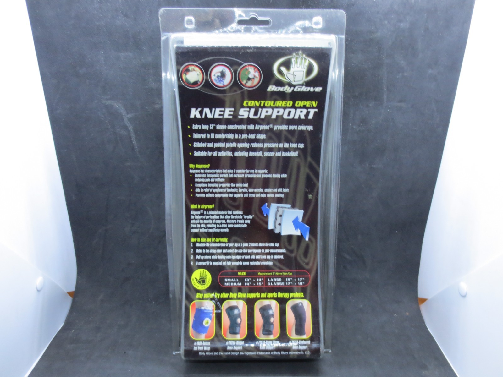 Body Glove Contoured Open Knee Support – Large 15-17 Brand New