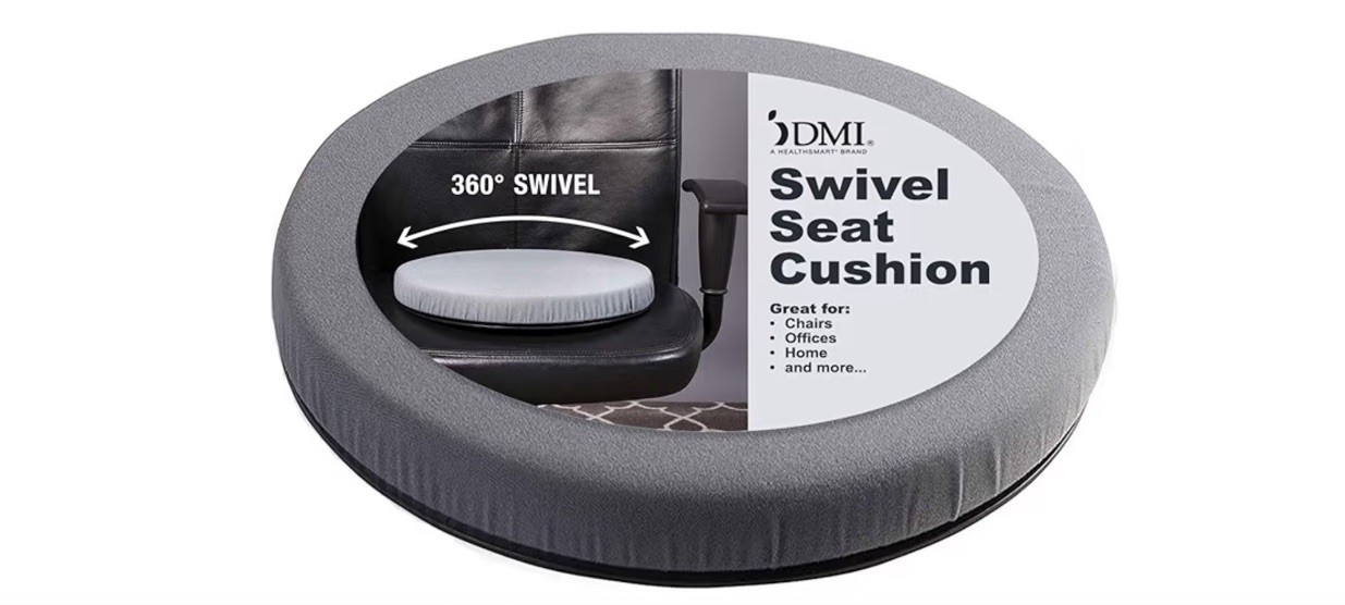 HealthSmart 360 Degree Swivel Seat Cushion, Chair Assist 15 Diameter, Gray