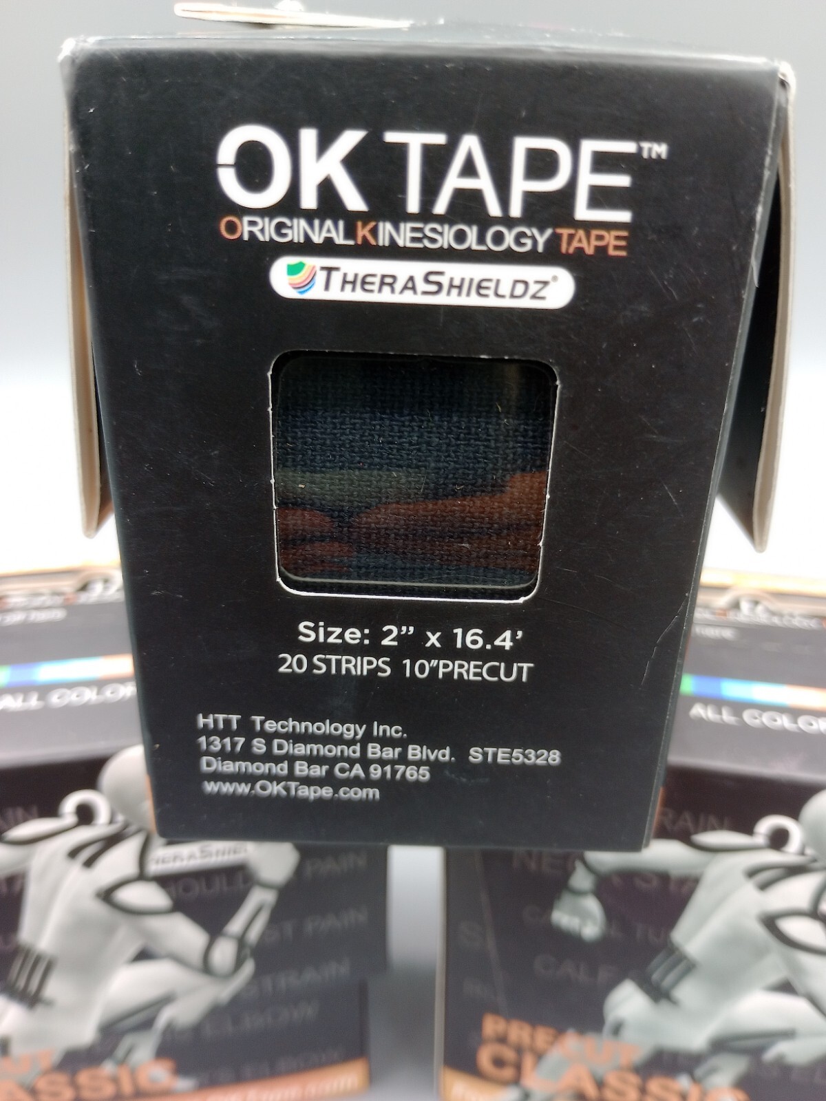 Lot Of 3 – OK TAPE Kinesiology Tape 10 inches Precut, Elastic Black