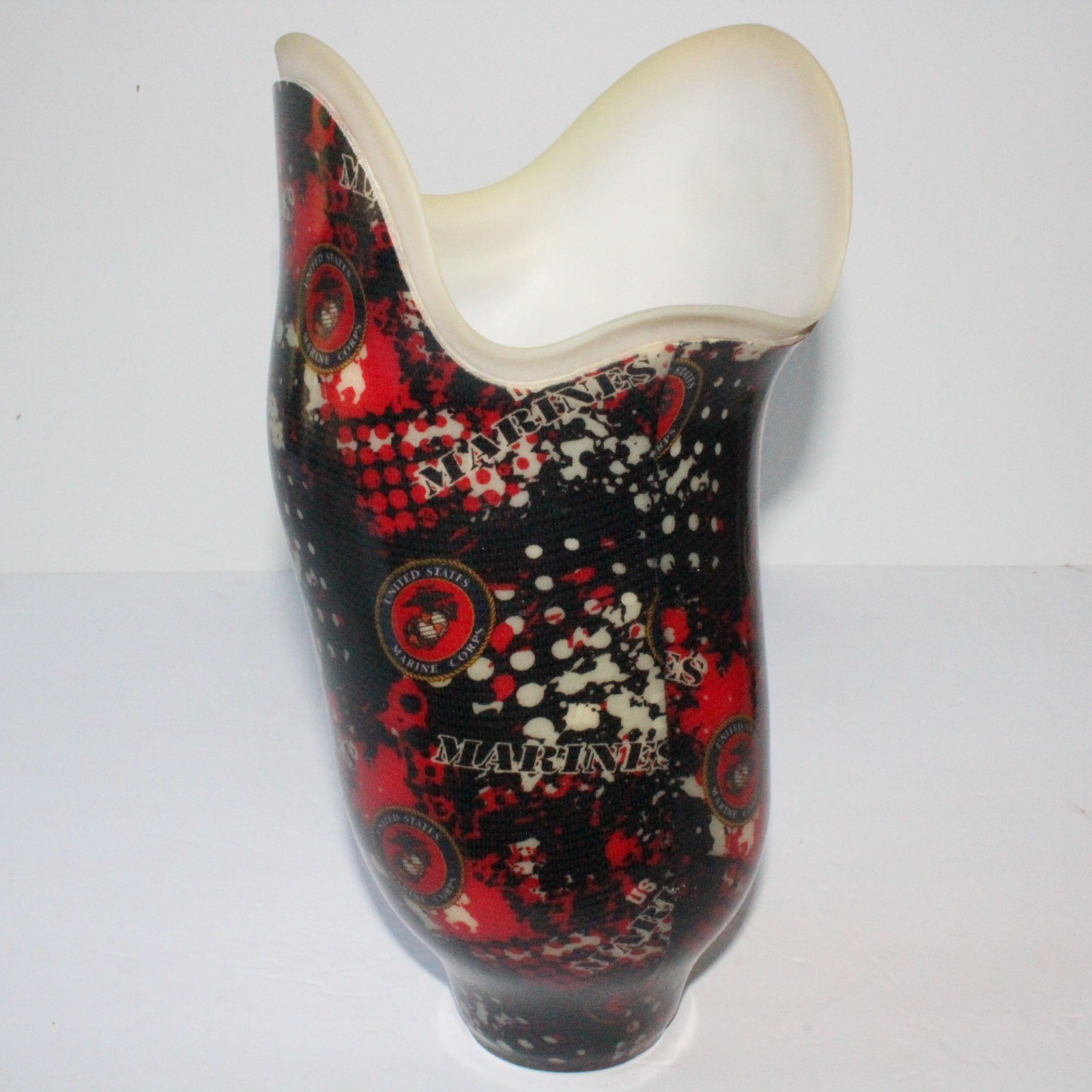 STUNNING BELOW-KNEE LEFT PROSTHETIC SOCKET RED-WHITE-BLACK U.S MARINES GRAPHICS