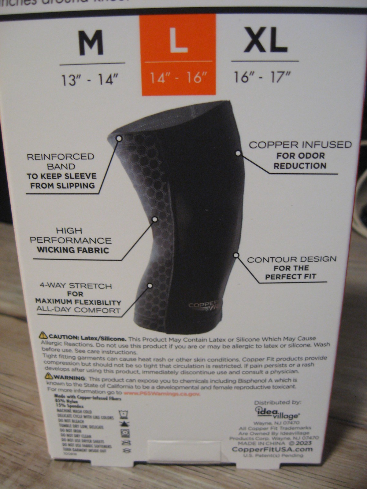 Copper Fit Infused Knee Sleeve – Compression – Black – Unisex – Large 14″ to 16″