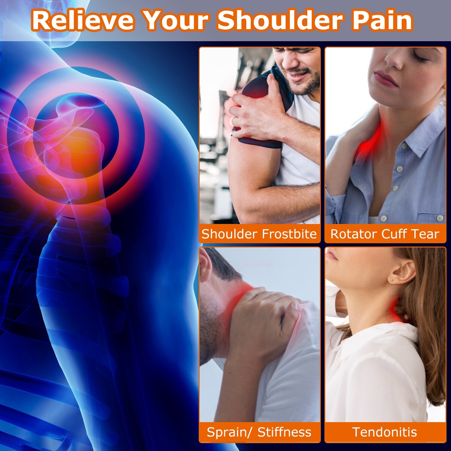 Adjustable Electric Heated Shoulder Joint Pad Wrap Brace Cold/Warm Therapy 3Mode