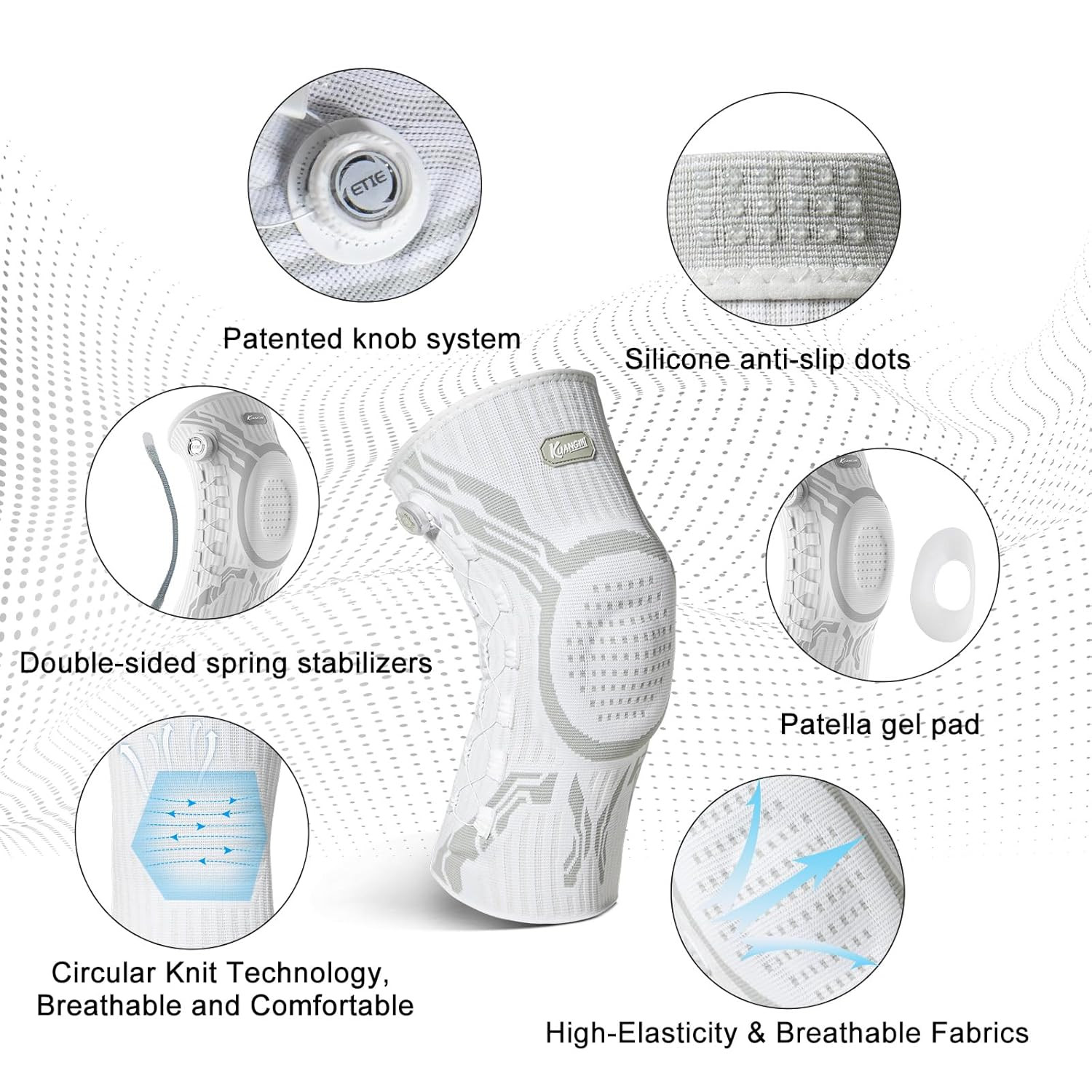 Knob Knee Brace for Pain Relief, Knee Support with Patella Gel Pad & Side Stabil