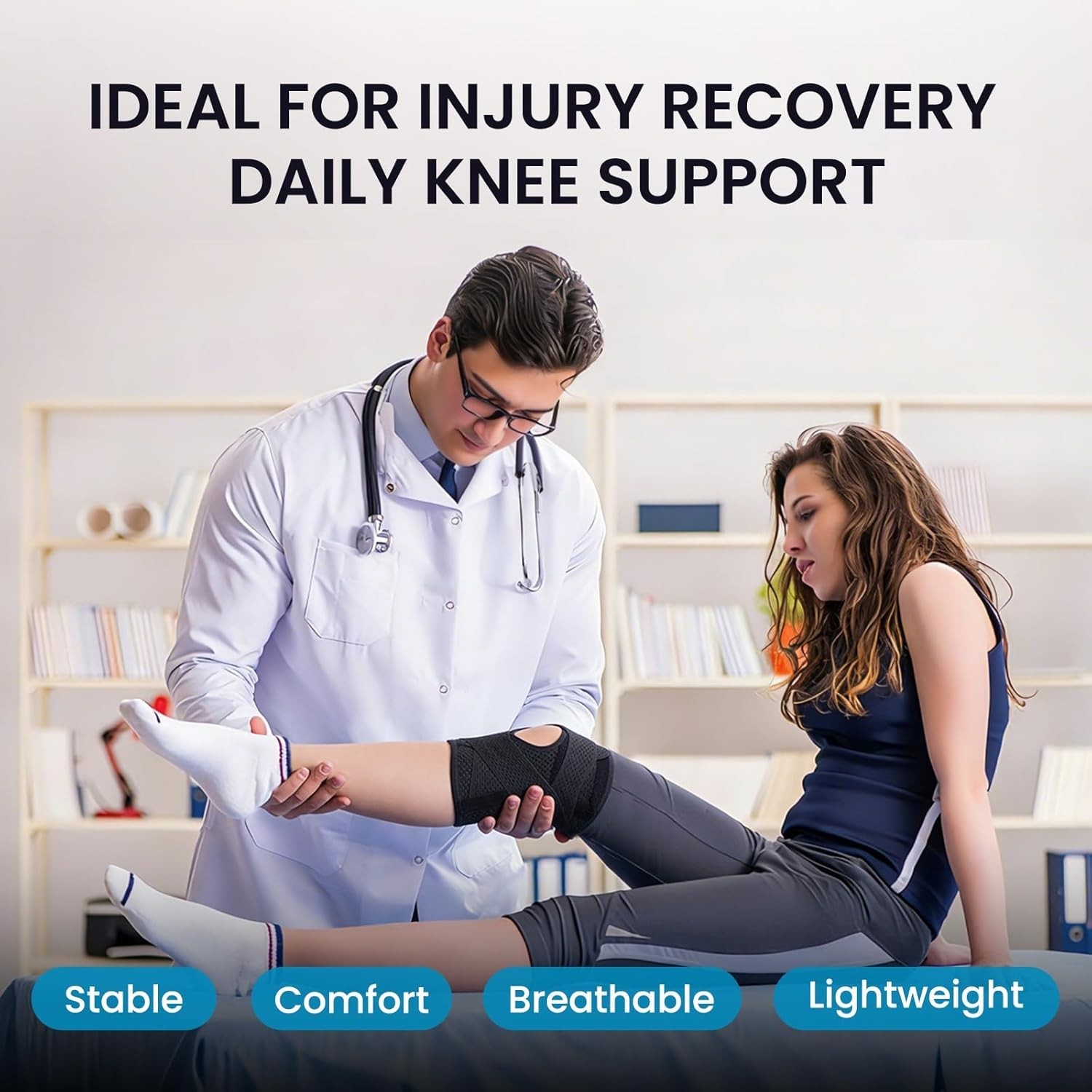 Lightweight Knee Support Brace with Open Patella Design – Injury Recovery Aid