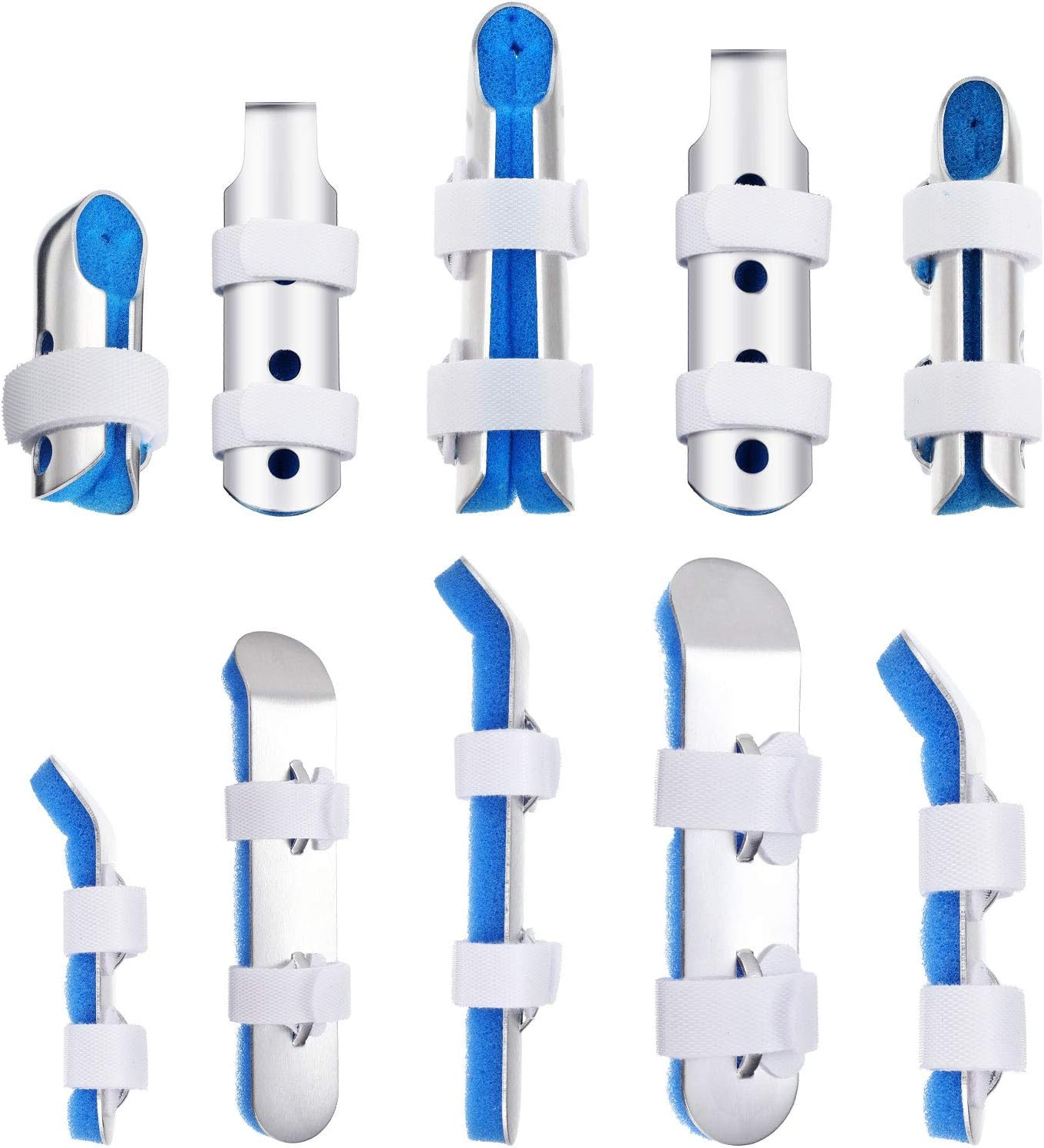 BBTO 10 Pieces Finger Splint Metal Finger Support Knuckle Stabilizer with Sof…