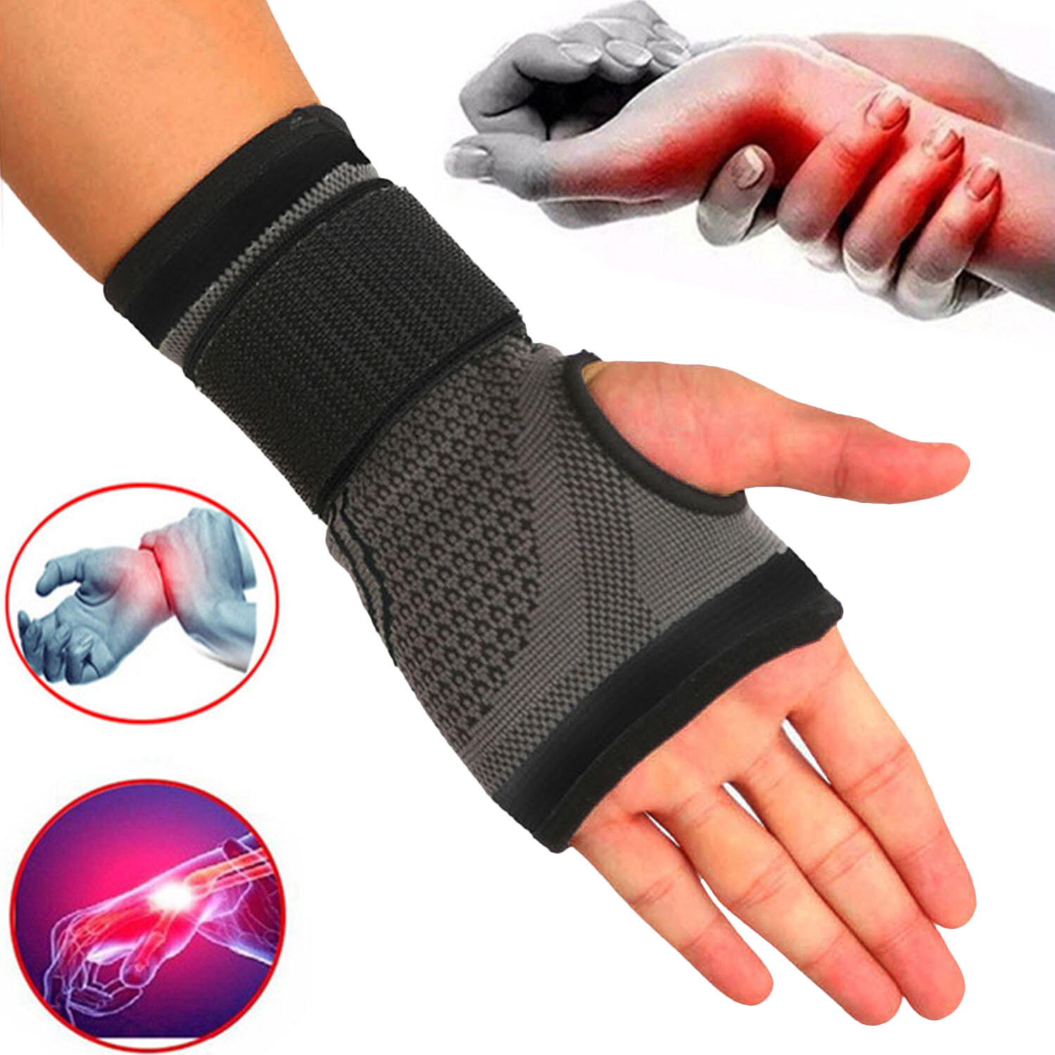 CFR Copper Compression Hand Wrist Brace Support Glove Arthritis Carpal Tunnel