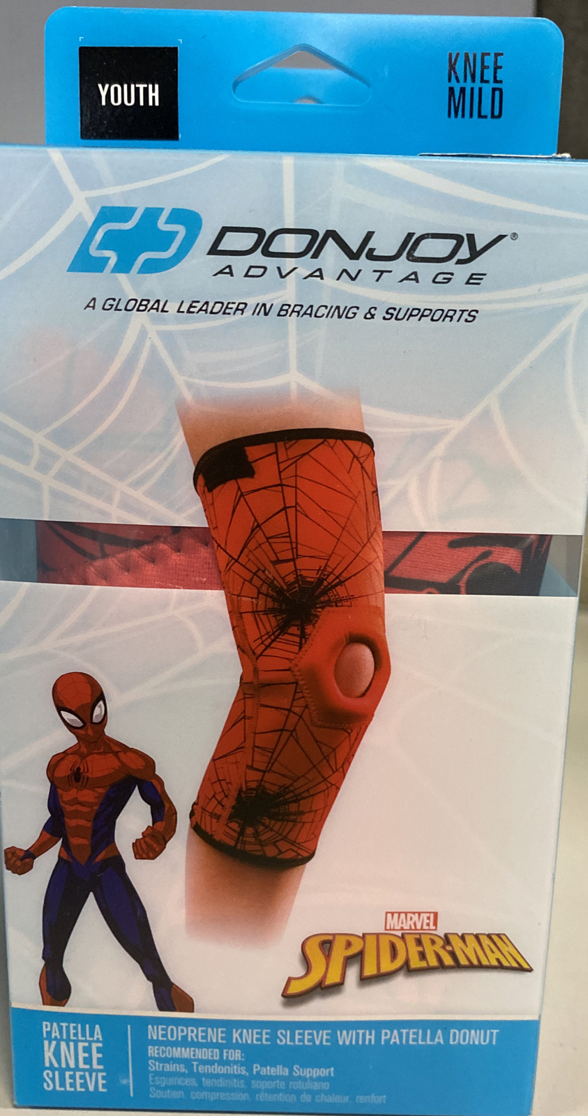 DonJoy Marvel Avengers Spider-Man Youth Neoprene Knee Sleeve Patella Donut