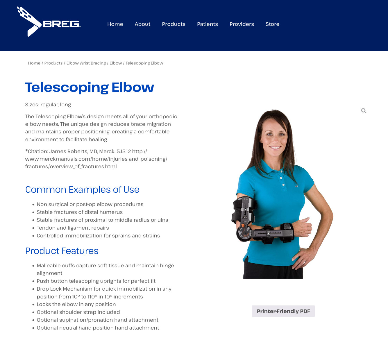 Breg AE023200 Telescoping Elbow Brace – Right Arm – Universal Size New/Open Box