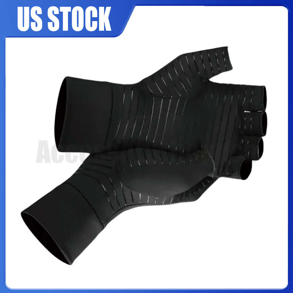 New Black Copper Arthritis Compression Glove Hand Support Pain Relief Joint Self