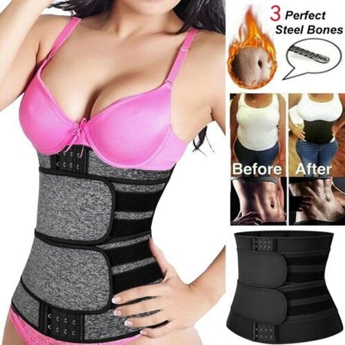 Women Waist Trainer Sauna Neoprene Sweat Belt Tummy Control Yoga Gym Body Shaper