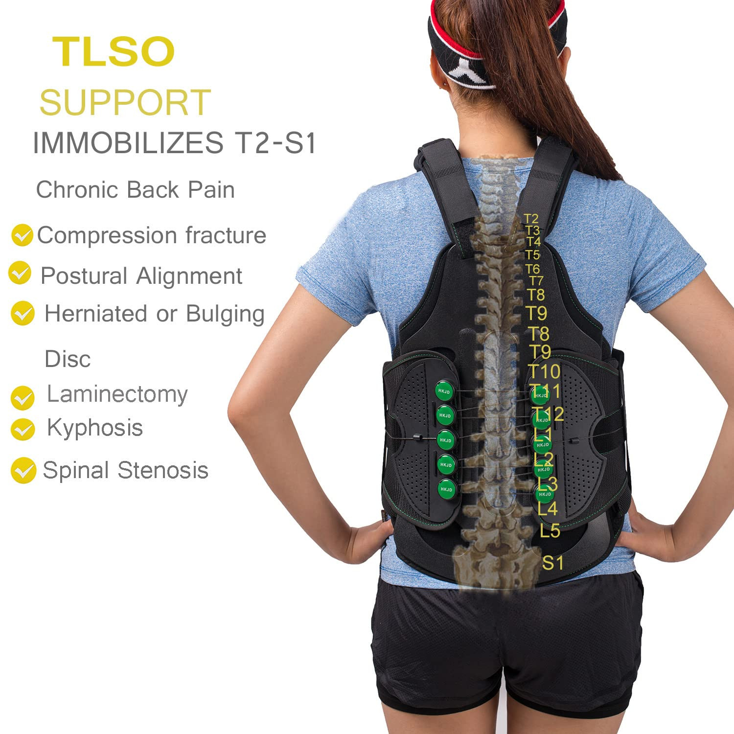 Universal TLSO Thoracic Back Brace for Kyphosis & Spine Support – XXL