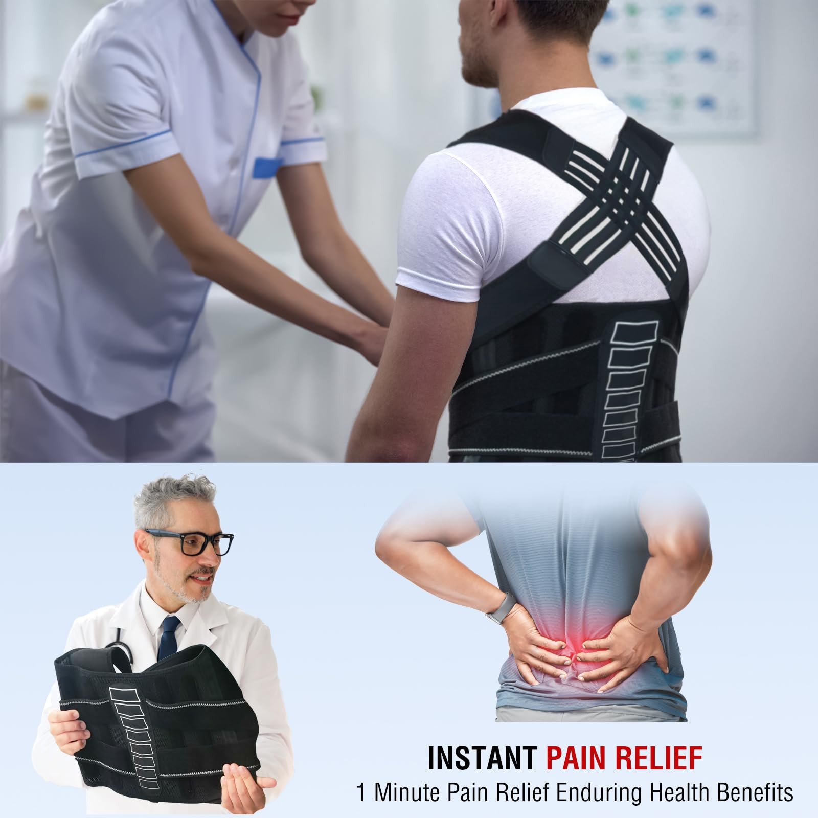Enthra Back Brace Posture Corrector for Women Medium (Waist 32″-40″), Black