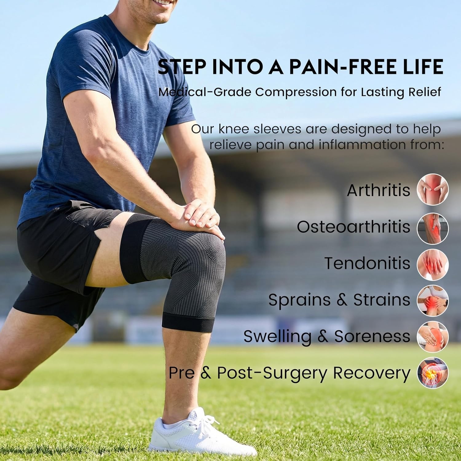 High-Quality Knee Compression Sleeves – 2 Pack | Relief for Arthritis & Swelling