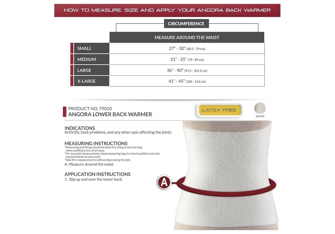 OTC Back Warmer Angora Arthritis Relief, White, Medium