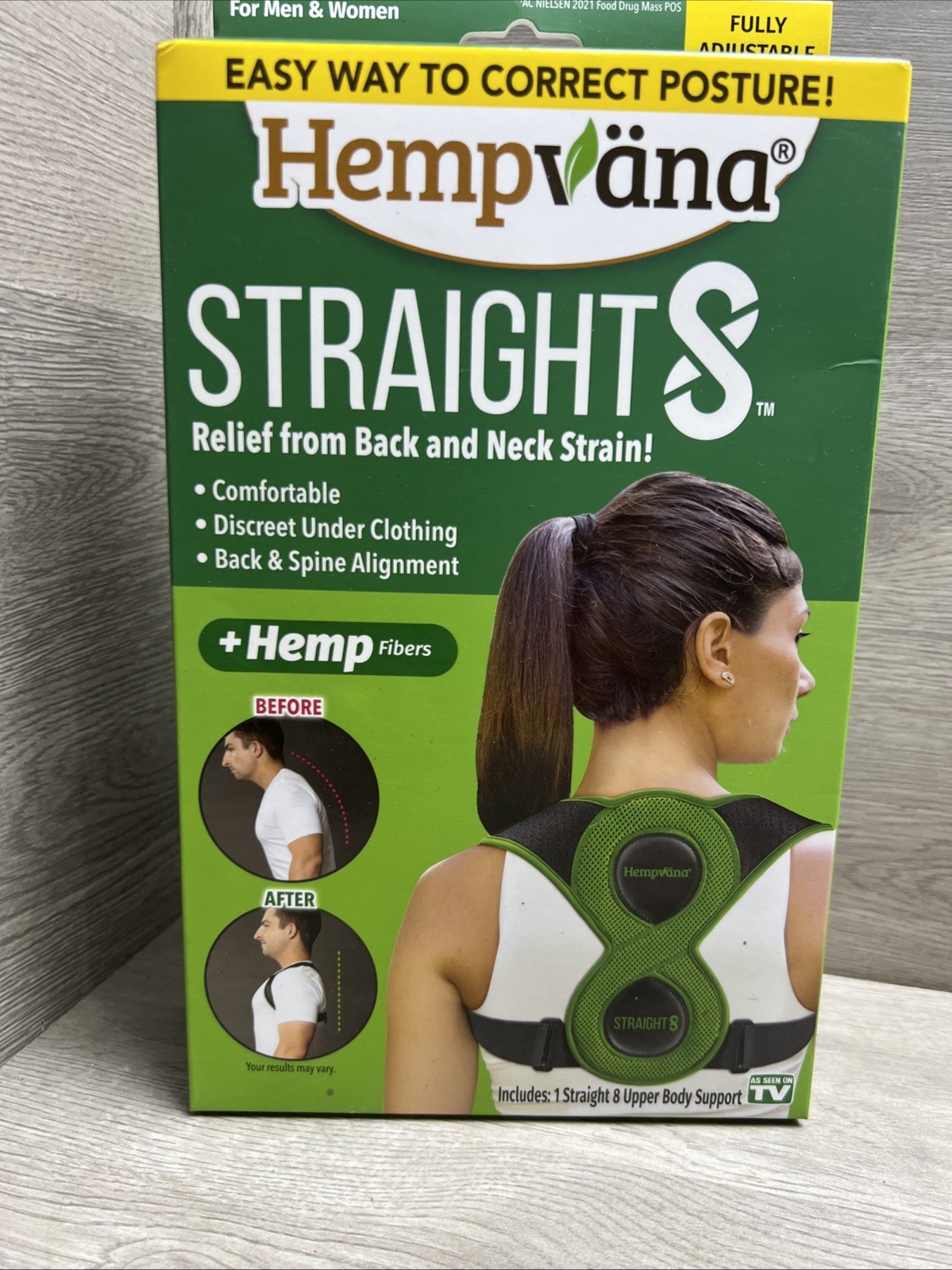 Hempvana Straight8 Adjustable Lightweight Posture Corrector(New- Damaged Box).