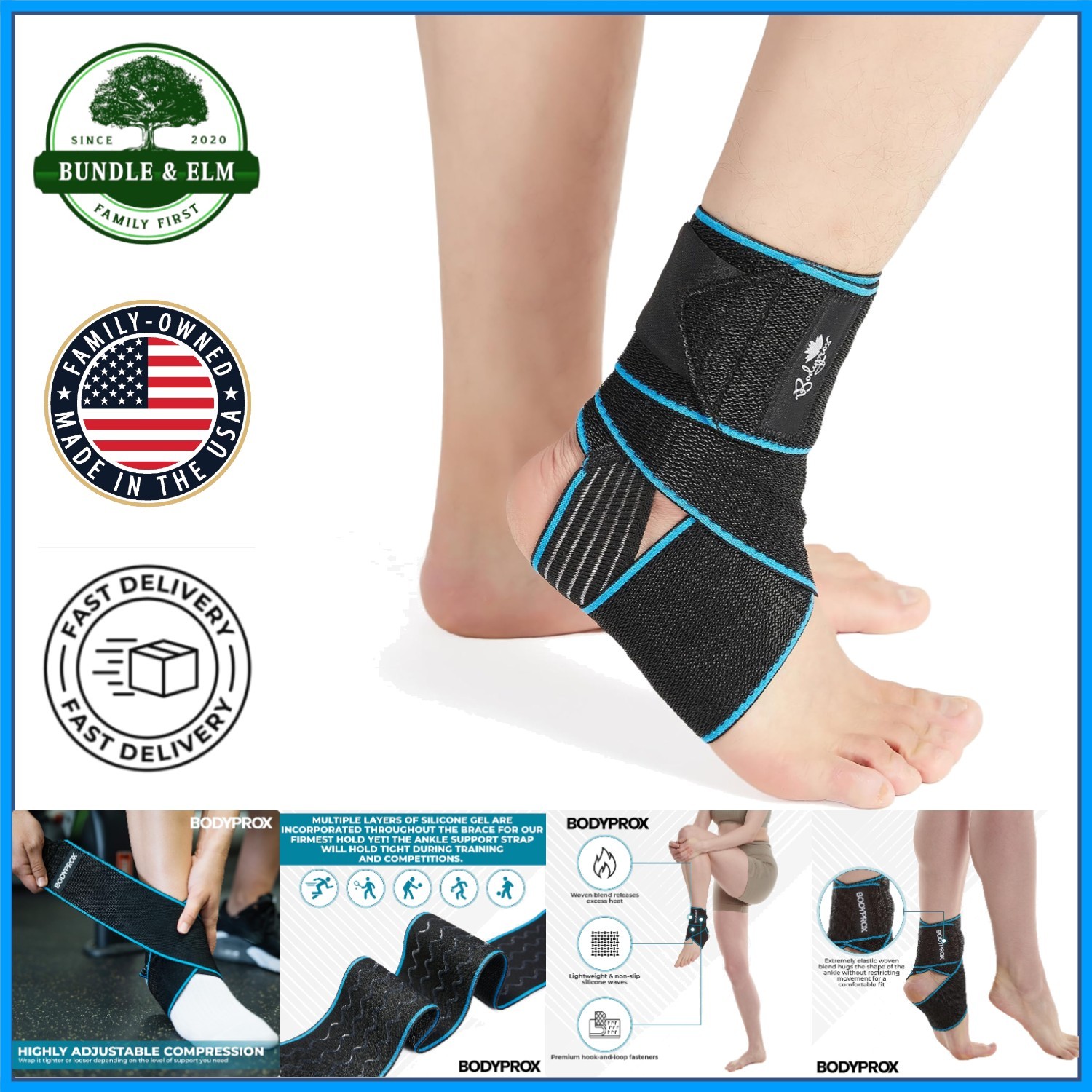 Versatile Ankle Brace for Sports – Adjustable Compression for Injury Prevention