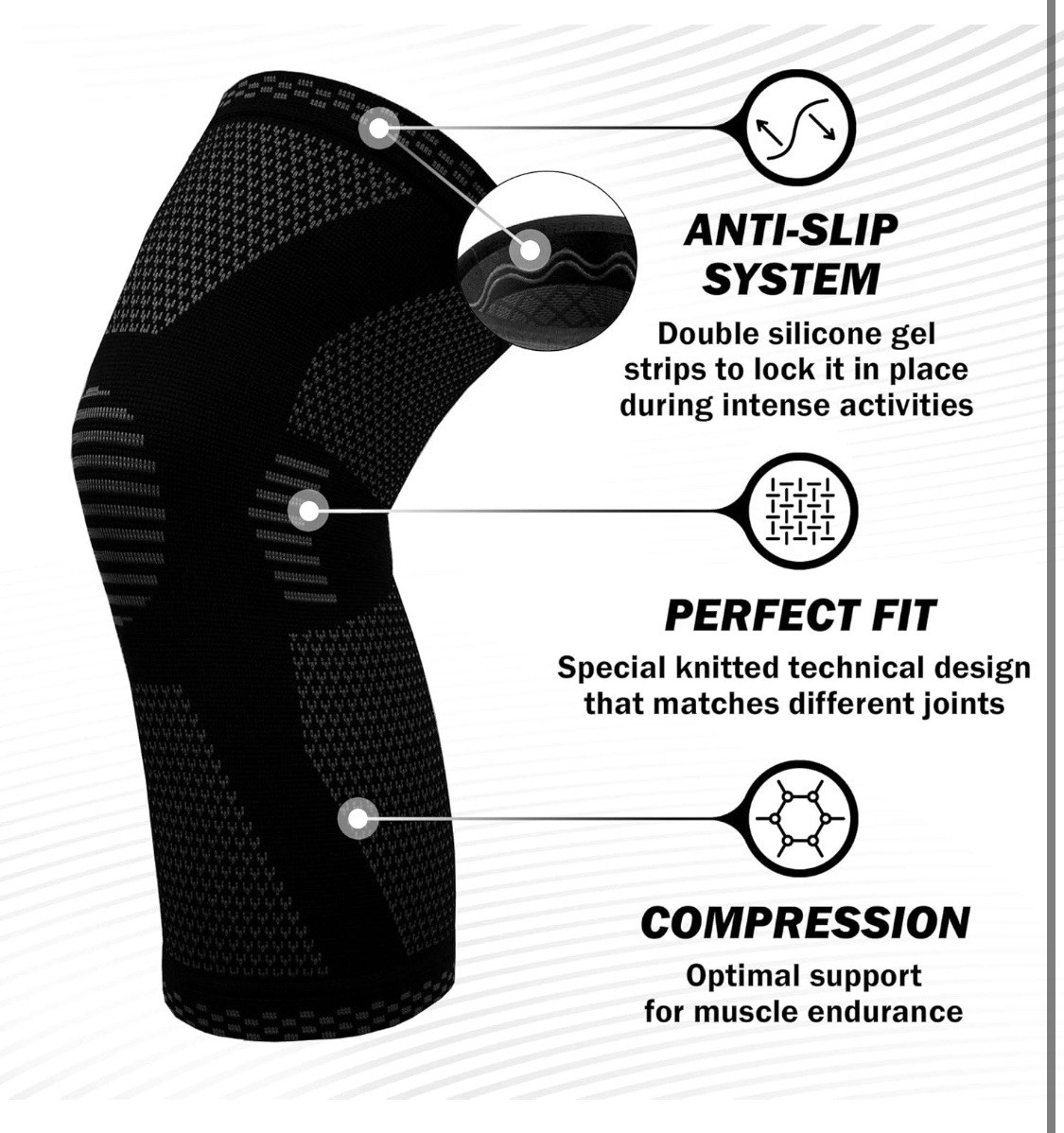 3 Pack POWERLIX Knee Compression Sleeve – Unisex XL Black/Teal