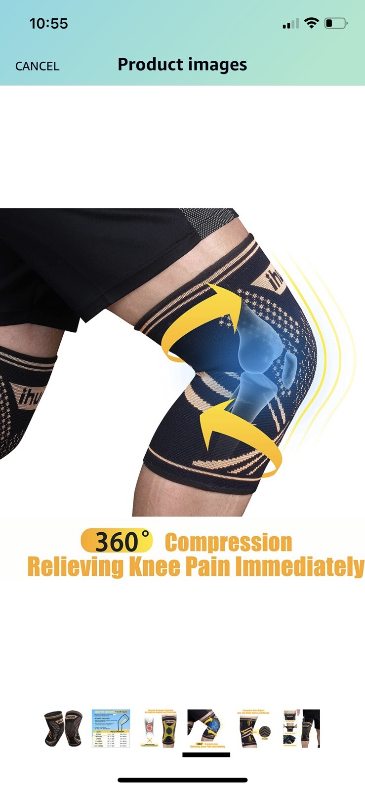 ihuan 2 Pack Copper Knee Braces Knee Compression Sleeves for Knee Pain Size XL