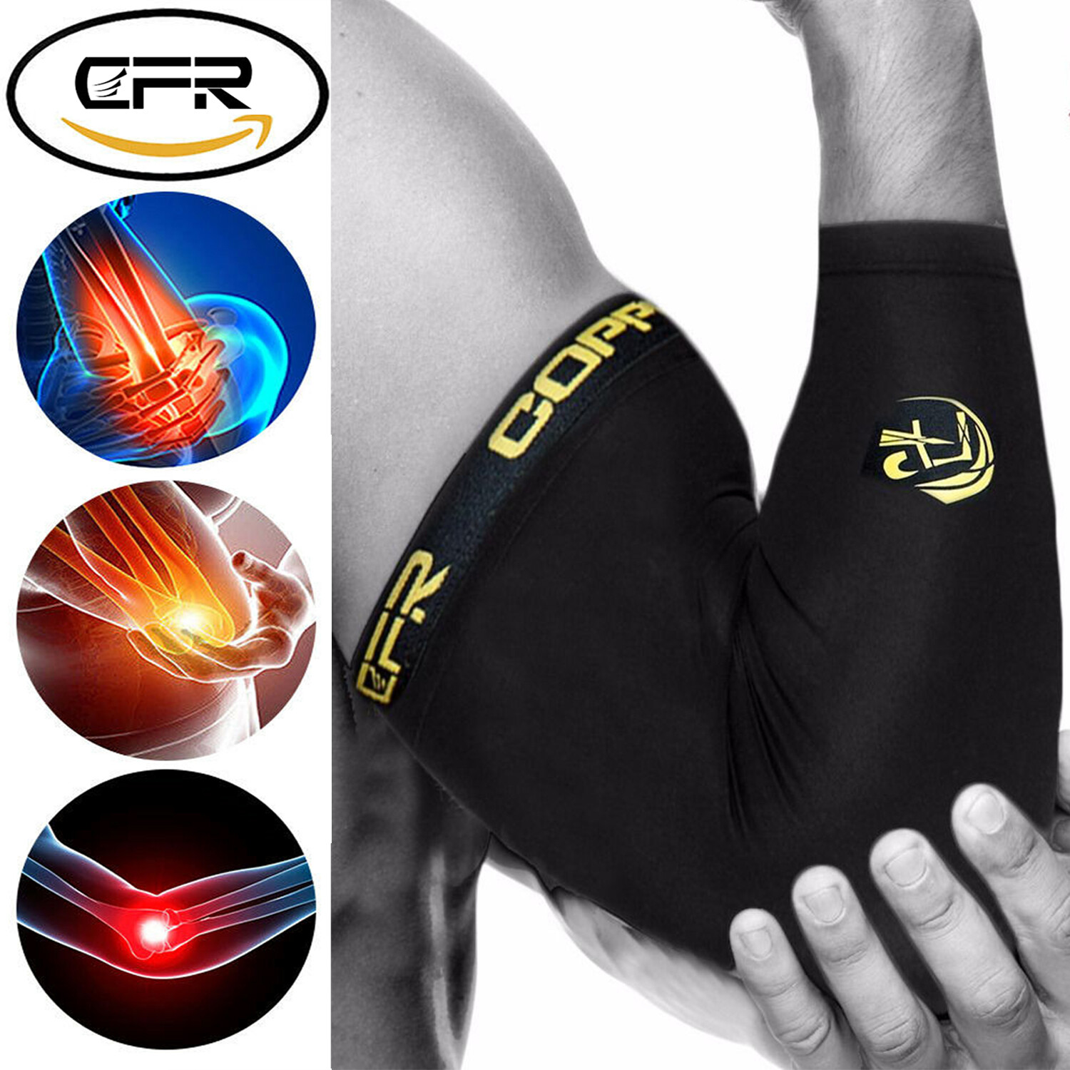 Elbow Support Sleeve Compression Brace Copper Tendinitis Sports Workout Strap US