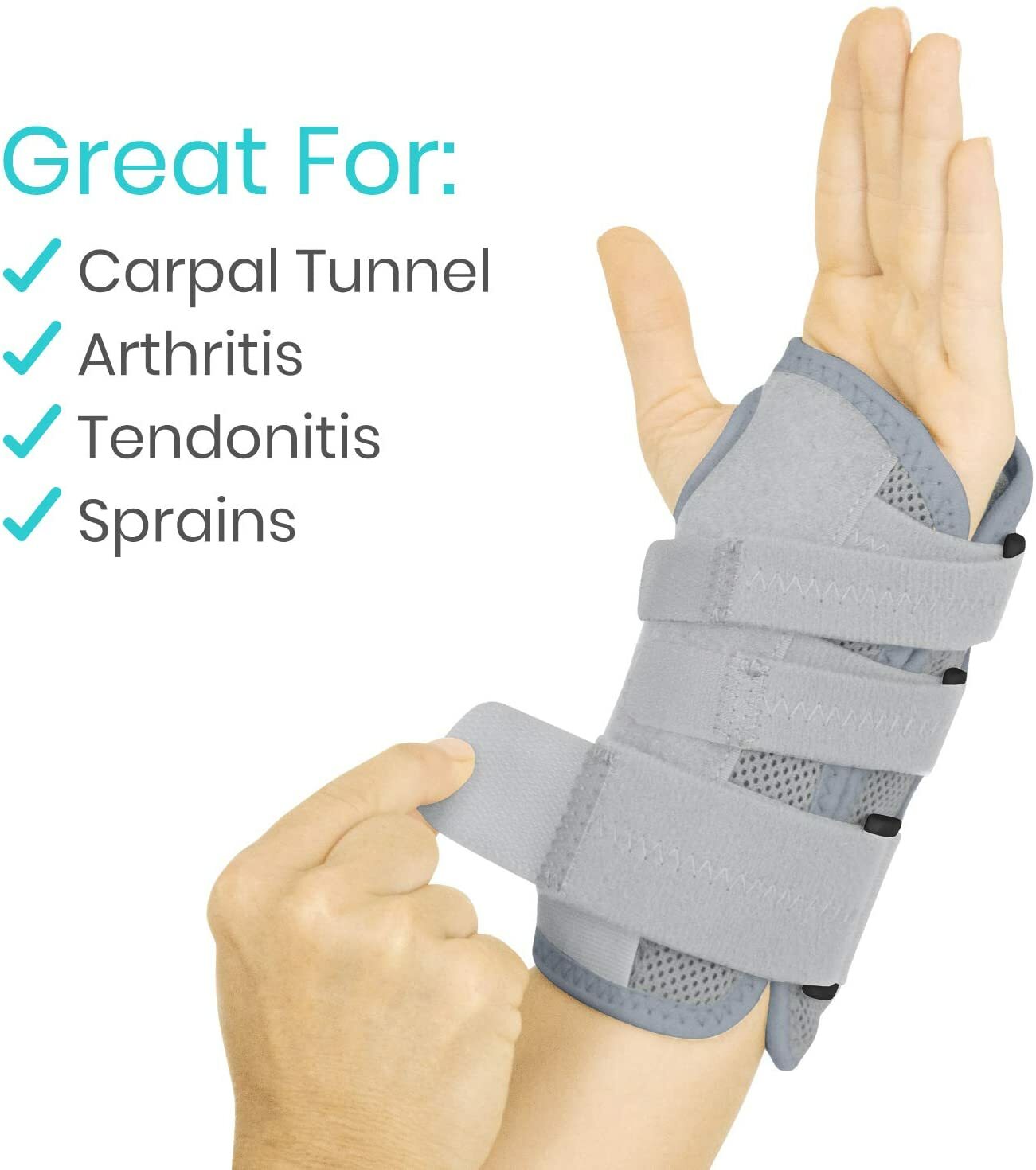 REVERSIBLE Wrist Brace for Carpal Tunnel Left & Right Hand Support – Gray